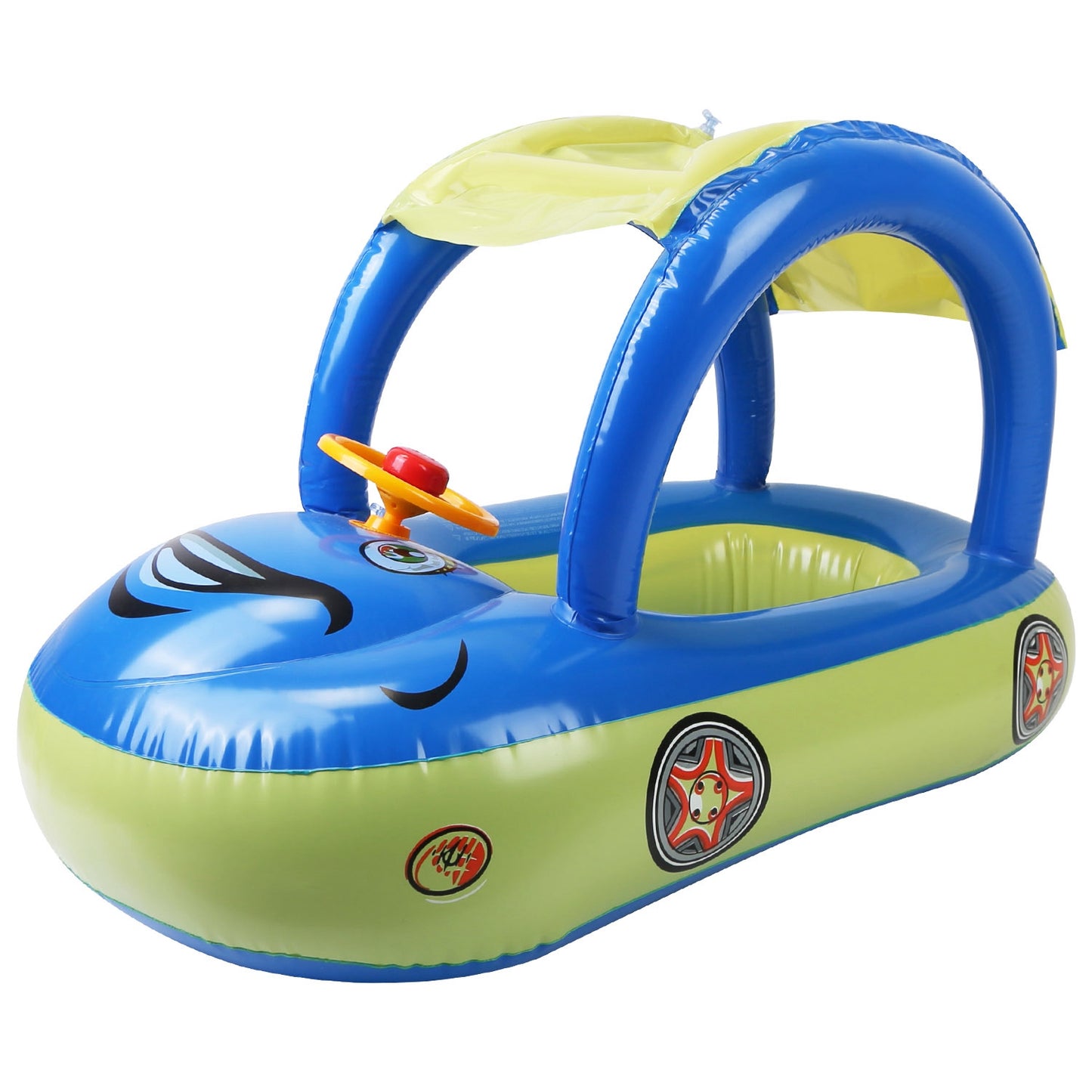 Inflatable Pool Float Car Shaped Toddler Swimming Float Boat Pool Toy Infant Swim Ring Pool with Sun Protection Canopy for 1-3 Year-Old Kids Infant Toddlers（No shipments on weekends） 0e7rxg-c0