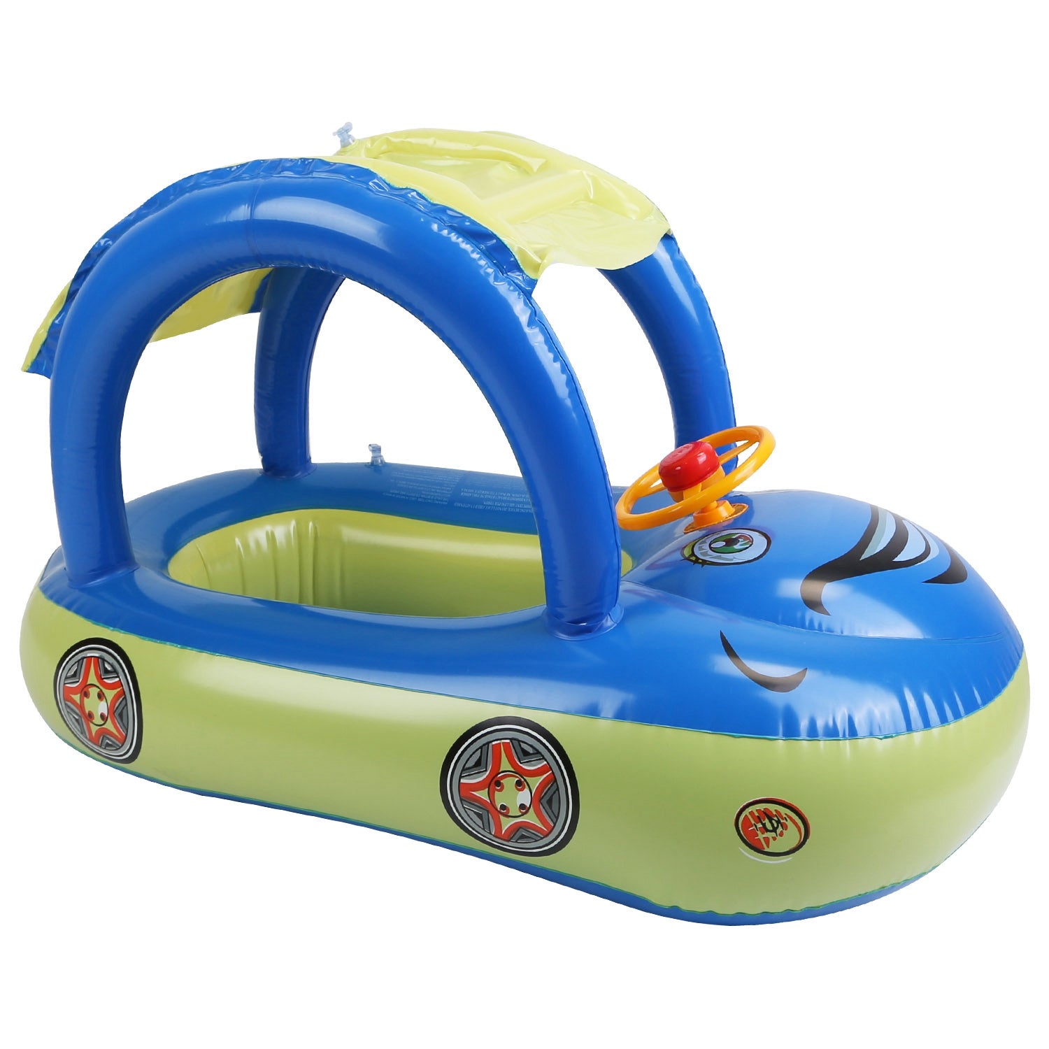 Inflatable Pool Float Car Shaped Toddler Swimming Float Boat Pool Toy Infant Swim Ring Pool with Sun Protection Canopy for 1-3 Year-Old Kids Infant Toddlers（No shipments on weekends） 0e7rxg-c0