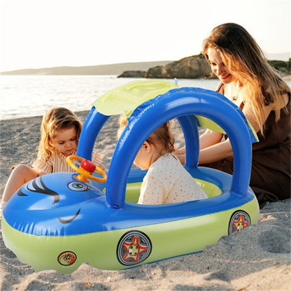 Inflatable Pool Float Car Shaped Toddler Swimming Float Boat Pool Toy Infant Swim Ring Pool with Sun Protection Canopy for 1-3 Year-Old Kids Infant Toddlers（No shipments on weekends） 0e7rxg-c0