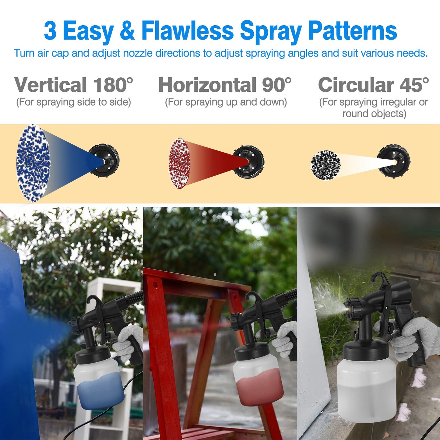 650w hvlp electric spray paint gun , 4.9ft air hose, 3 patterns, easy to clean, suitable for furniture, house, fence, walls 0e7rxg-c0