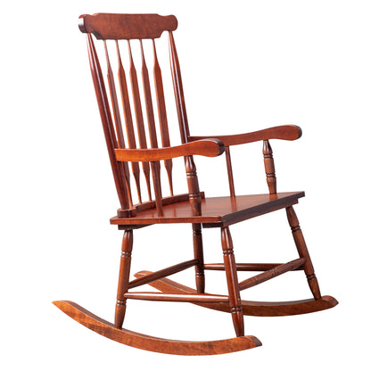 Patio Rocking Chair Solid Wood, Outdoor Porch Rocker Chair with Wooden Frame, Indoor Wooden Rocking Chair for Garden Backyard Balcony, Brown 0e7rxg-c0