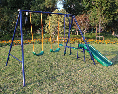 A-Frame Metal Swing Set w/ Slide (Blue, Green, Orange) 0e7rxg-c0