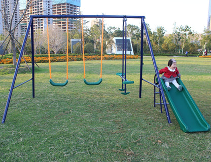 A-Frame Metal Swing Set w/ Slide (Blue, Green, Orange) 0e7rxg-c0