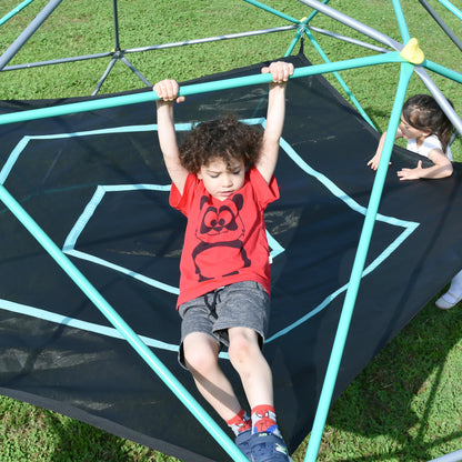 13ft Geometric Dome Climber Play Center, Kids Climbing Dome Tower with Hammock, Rust & UV Resistant Steel Supporting 1000 LBS 0e7rxg-c0