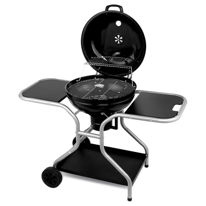 Kettle Charcoal Grill with 2 Side Tables, Storage Shelf, Upgraded Ash Catcher, Thermometer, Air Vents, Outdoor Cooking Barbecue Grill with Wheels 0e7rxg-c0