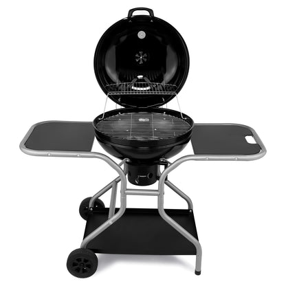 Kettle Charcoal Grill with 2 Side Tables, Storage Shelf, Upgraded Ash Catcher, Thermometer, Air Vents, Outdoor Cooking Barbecue Grill with Wheels 0e7rxg-c0