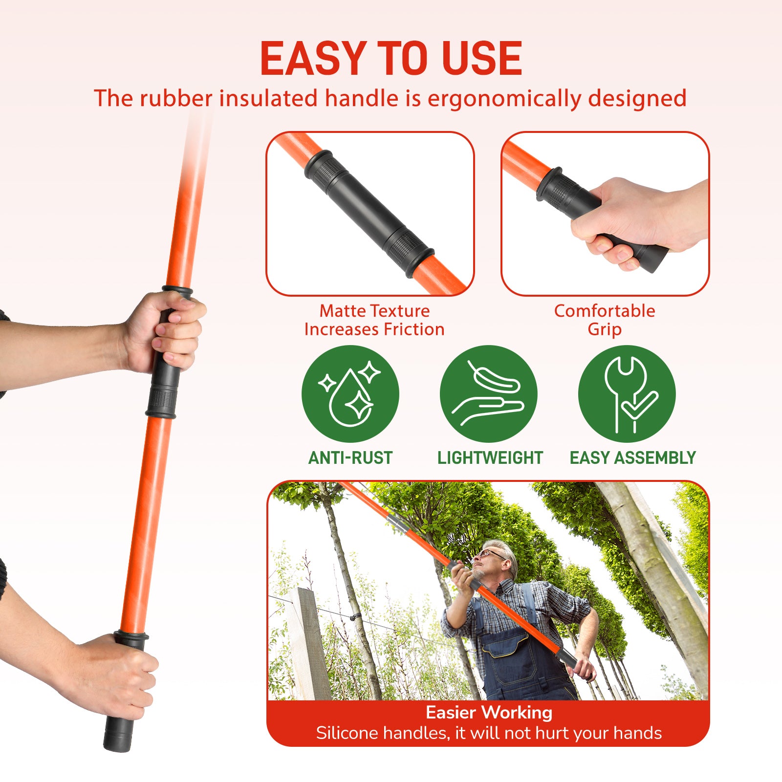 26ft Manual Pole Saw, Lightweight Tree Trimmers Long Handle Pruner Set, Sharp Steel Blade and Scissors Pole Saw for Trimming Palm, Pear Tree, Fir Tree, Other High Trees and Shrubs 0e7rxg-c0