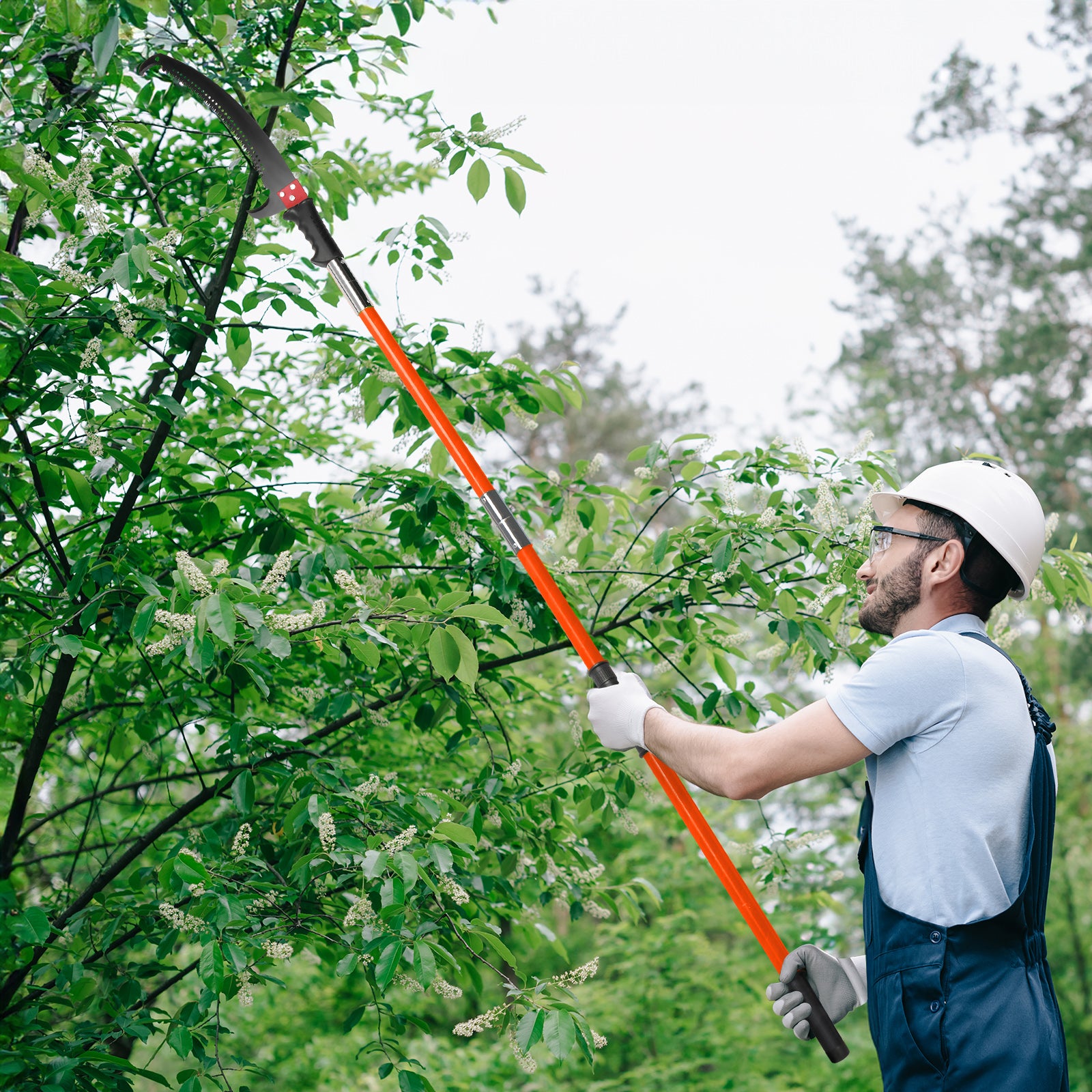 26ft Manual Pole Saw, Lightweight Tree Trimmers Long Handle Pruner Set, Sharp Steel Blade and Scissors Pole Saw for Trimming Palm, Pear Tree, Fir Tree, Other High Trees and Shrubs 0e7rxg-c0