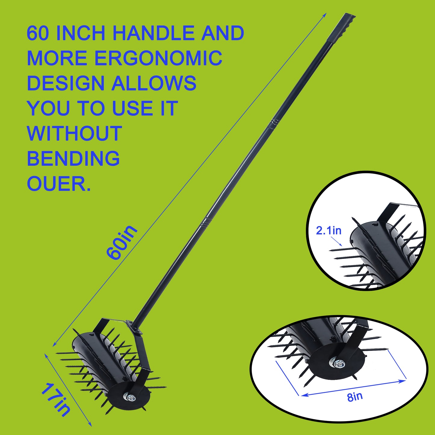 Rolling manual lawn aerator, Home aerator lawn tool pusher, 58-inch handle push lawn aerator for lawns, yards and gardens 0e7rxg-c0