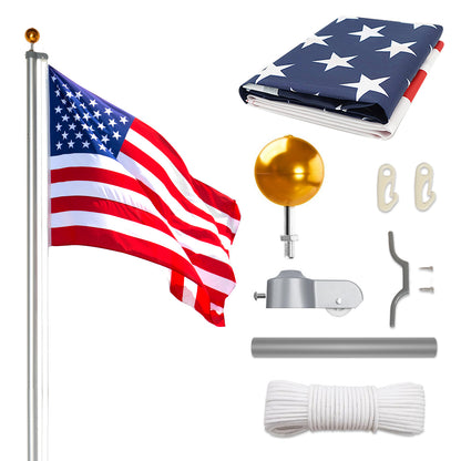 Flag Pole Kit for Outside House in Ground, 30FT Sectional Aluminum Extra Thick Flagpole, 5x3 US Flag, Heavy Duty Flag Poles Kit for Yard 0e7rxg-c0