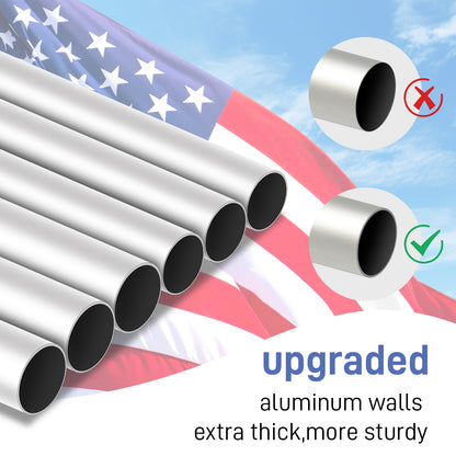 Flag Pole Kit for Outside House in Ground, 30FT Sectional Aluminum Extra Thick Flagpole, 5x3 US Flag, Heavy Duty Flag Poles Kit for Yard 0e7rxg-c0