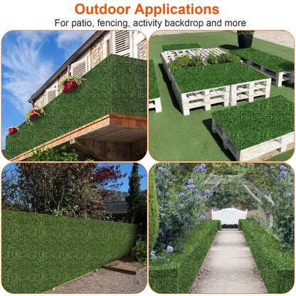 12Pcs 23.6x15.75in Artificial Boxwood Topiary Hedge Plant Grass Backdrop Fence Privacy Screen Grass Wall Decoration For Balcony Garden Fence--(No shipments on weekends) 0e7rxg-c0