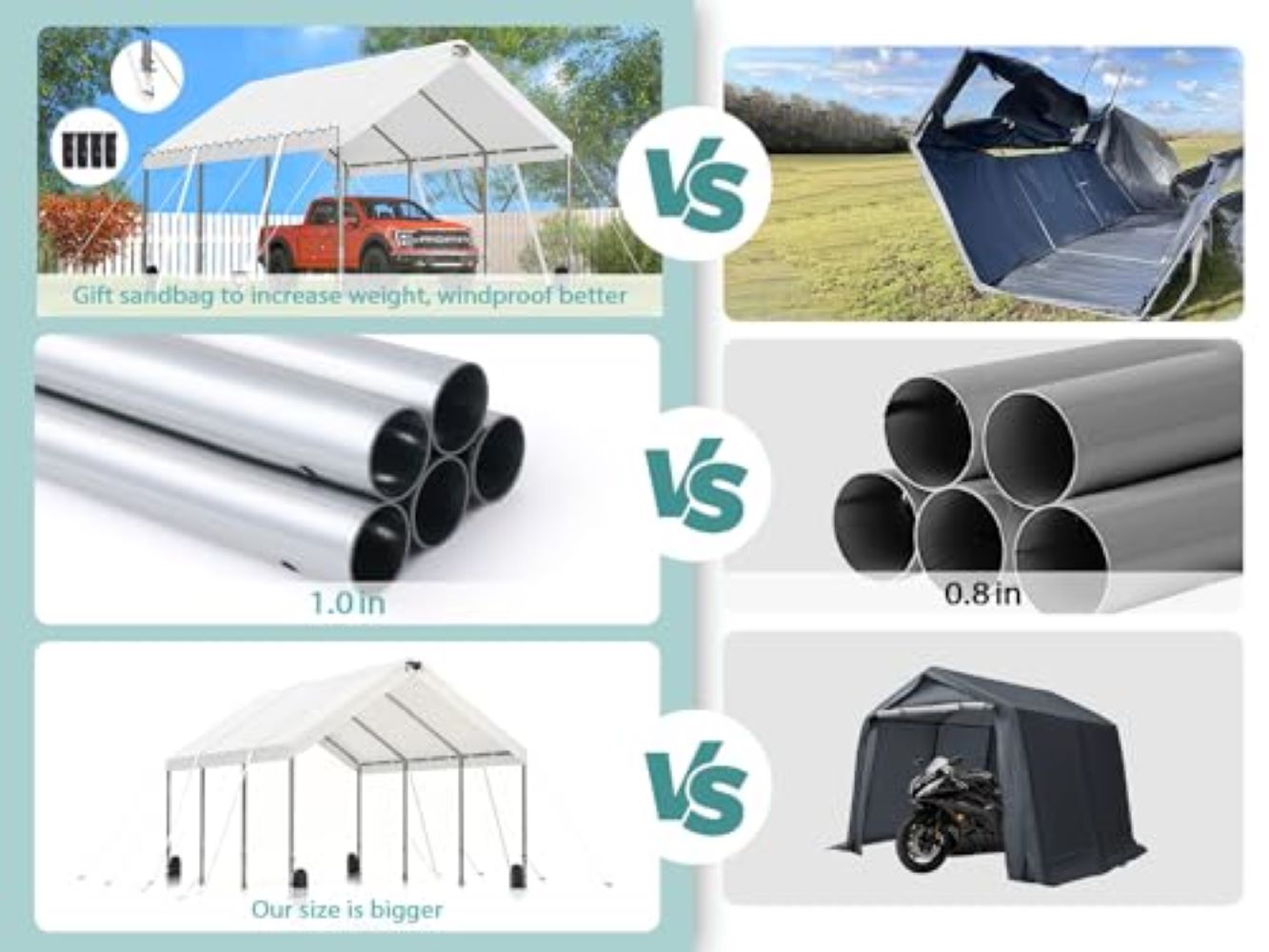 10 * 20 Heavy Duty Carport Canopy - Extra Large Portable Car Tent Garage with Adjustable Peak Height from 9.5ft to 11ft,Removable Roof &Side Walls for Car, SUV,Boats 0e7rxg-c0