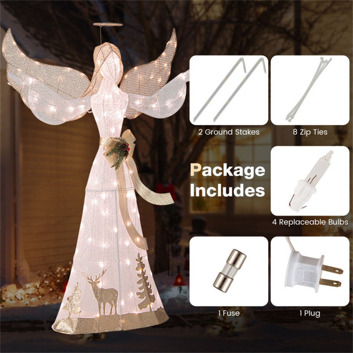 5-foot Christmas angel with 100 warm white lights 0e7rxg-c0