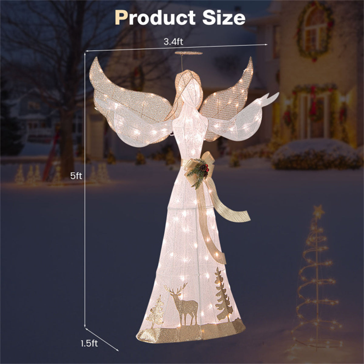 5-foot Christmas angel with 100 warm white lights 0e7rxg-c0