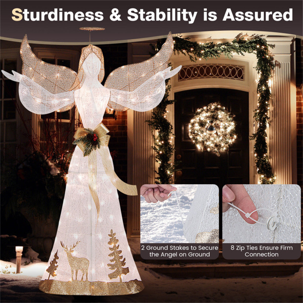 5-foot Christmas angel with 100 warm white lights 0e7rxg-c0