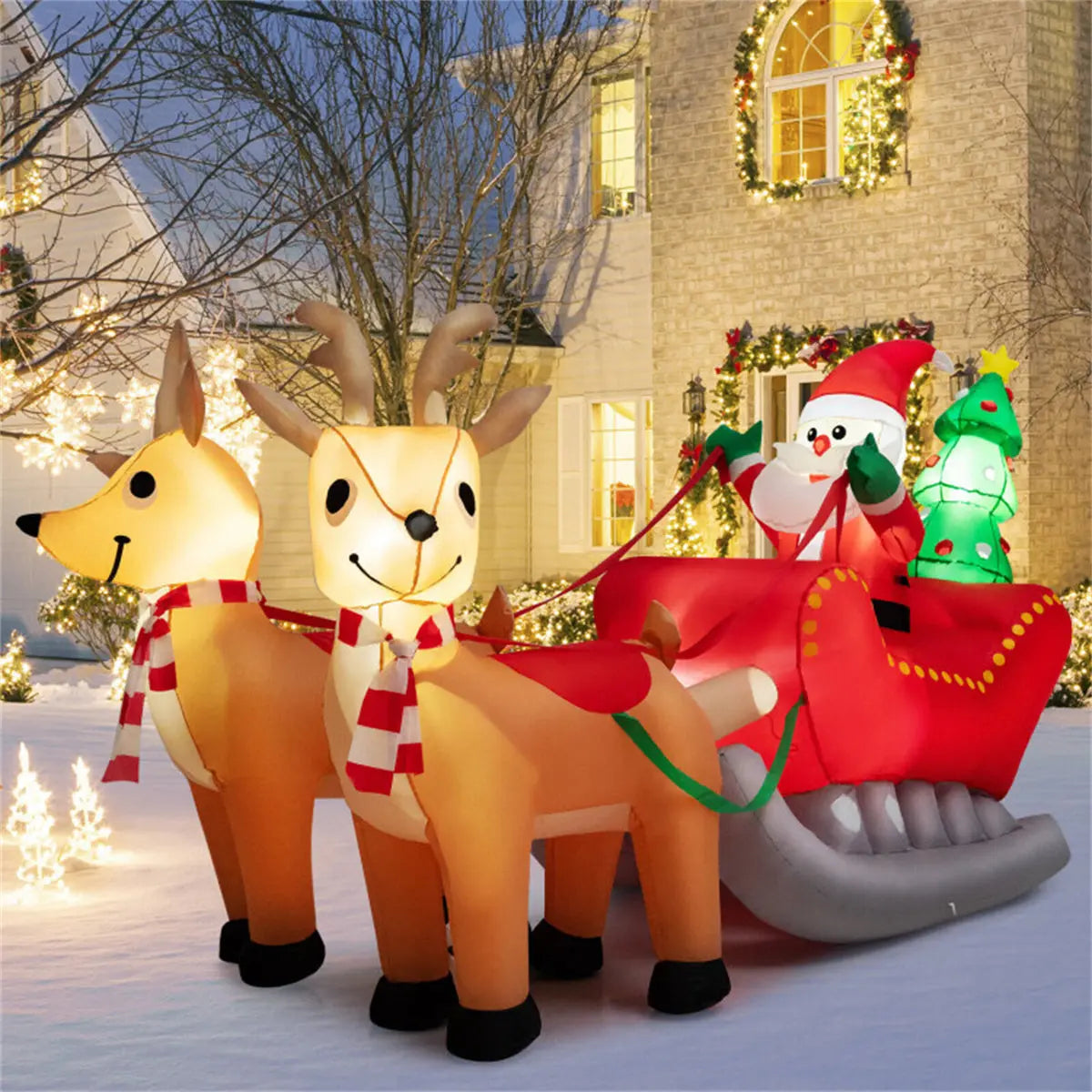 7.2ft Inflatable Santa Sleigh with Reindeer - LED, Durable & Easy Setup for Festive Outdoor Decor 0e7rxg-c0