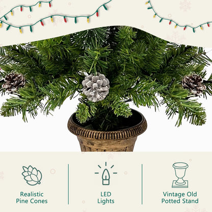 Pre-lit Xmas Tree Artificial Christmas 4-Piece Set,Garland, Wreath and Set of 2 3FT Entrance Trees X-mas with LED Lights, Christmas Tree 0e7rxg-c0