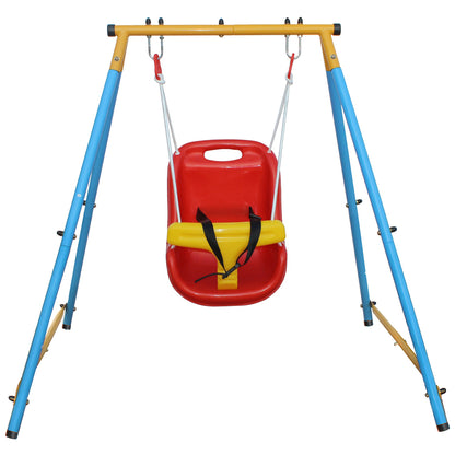 Baby Toddler Indoor/Outdoor Metal Swing Set with Safety Belt for Backyard 0e7rxg-c0