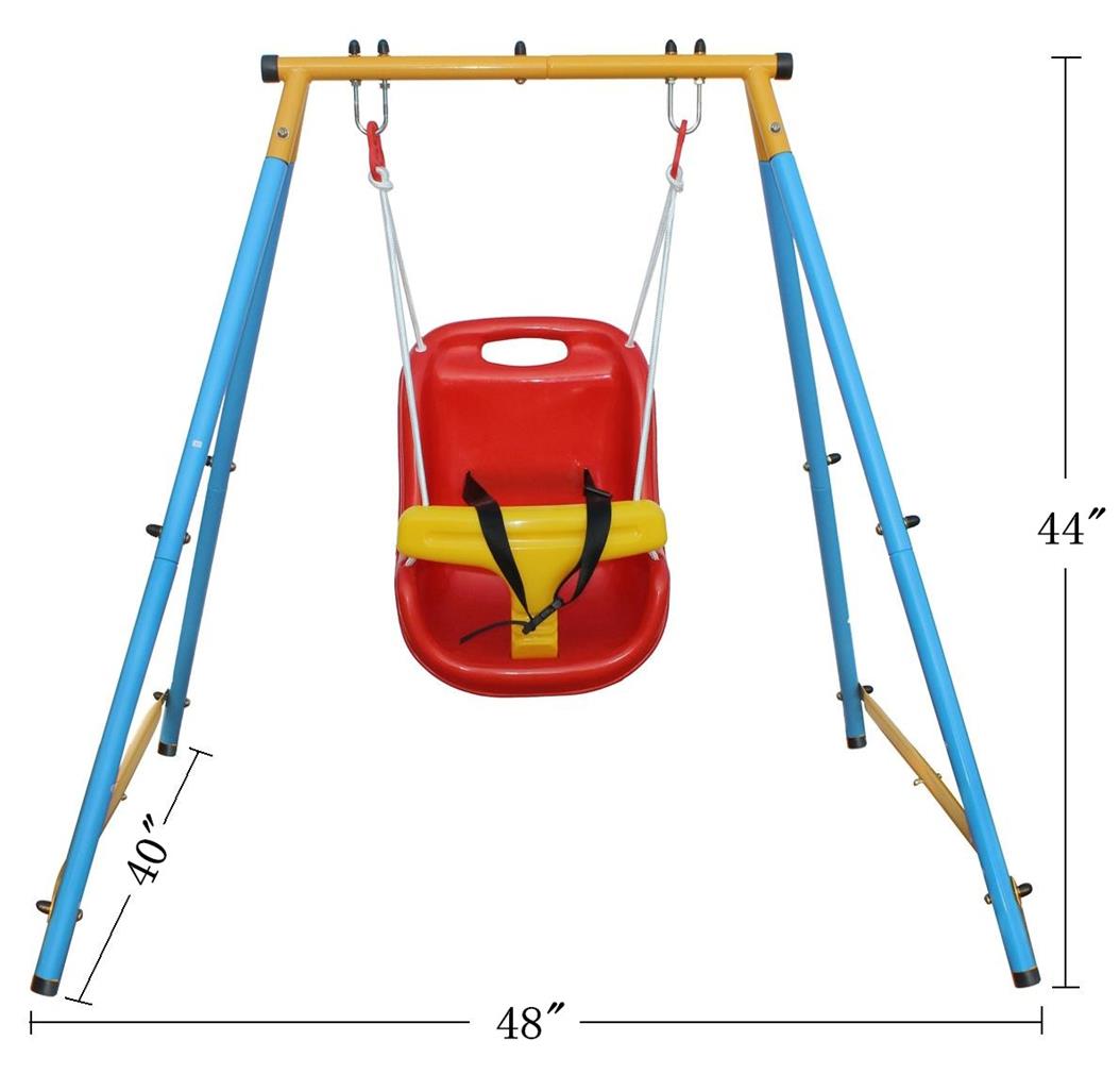 Baby Toddler Indoor/Outdoor Metal Swing Set with Safety Belt for Backyard 0e7rxg-c0