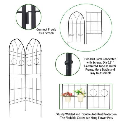 2 Pack Metal Garden Trellis 78.7" x 19.7" Rustproof Trellis for Climbing Plants Outdoor Flower Support Black 0e7rxg-c0