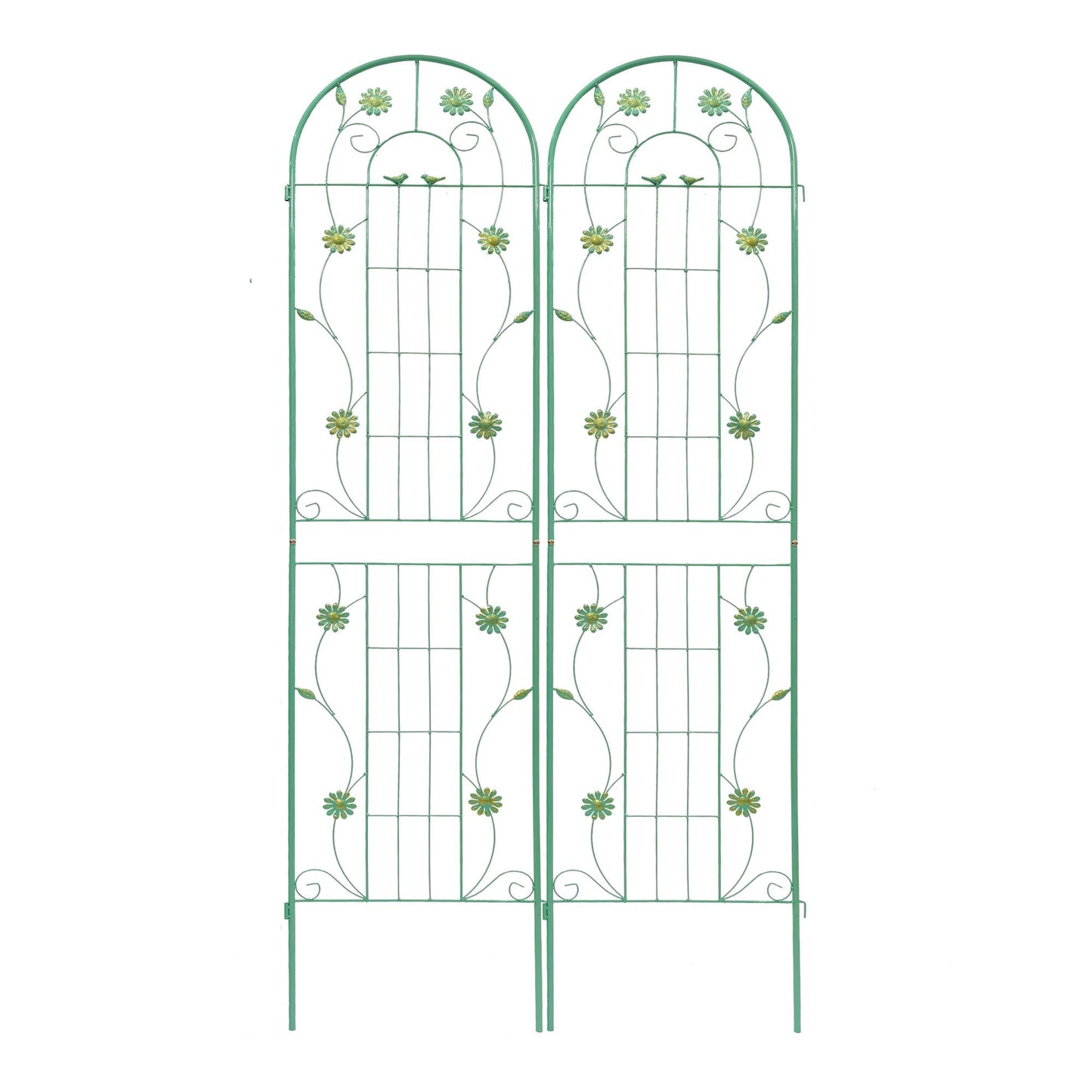 2 Pack Metal Garden Trellis 86.7" x 19.7" Rustproof Trellis for Climbing Plants Outdoor Flower Support Green 0e7rxg-c0