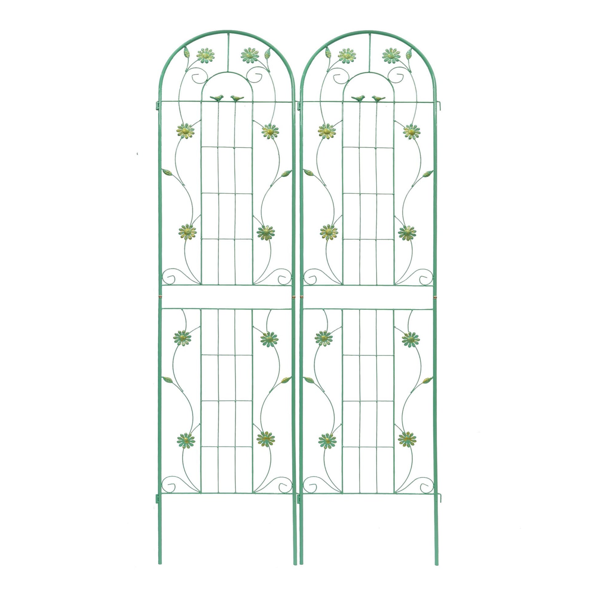 2 Pack Metal Garden Trellis 86.7" x 19.7" Rustproof Trellis for Climbing Plants Outdoor Flower Support Green 0e7rxg-c0