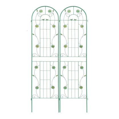 2 Pack Metal Garden Trellis 86.7" x 19.7" Rustproof Trellis for Climbing Plants Outdoor Flower Support Green 0e7rxg-c0