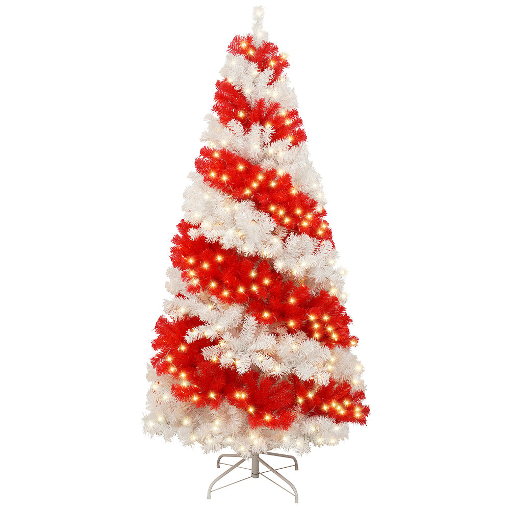 6ft Artificial Christmas Tree with 300 LED Lights and 900 Bendable Branches, Candy Cane Christmas Tree Holiday Decoration, Creative Decorated Trees, Xmas Tree Christmas Decorations 0e7rxg-c0