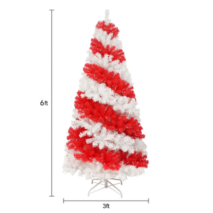 6ft Artificial Christmas Tree with 300 LED Lights and 900 Bendable Branches, Candy Cane Christmas Tree Holiday Decoration, Creative Decorated Trees, Xmas Tree Christmas Decorations 0e7rxg-c0