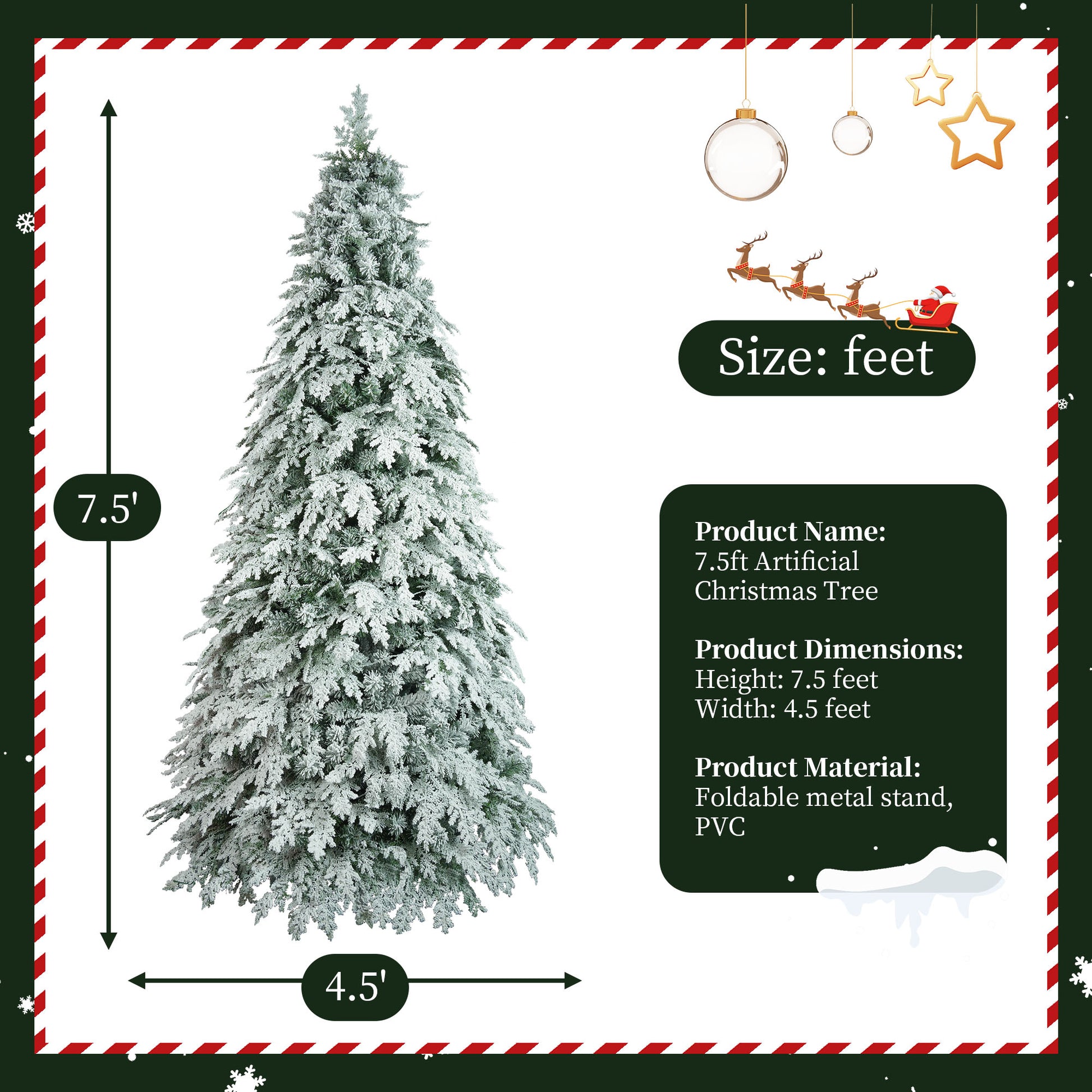 7.5ft Artificial Christmas Tree with 400 LED Lights and 1200 Bendable Branches, Christmas Tree Holiday Decoration, Creative Decorated Trees, Xmas Tree Christmas Decorations 0e7rxg-c0