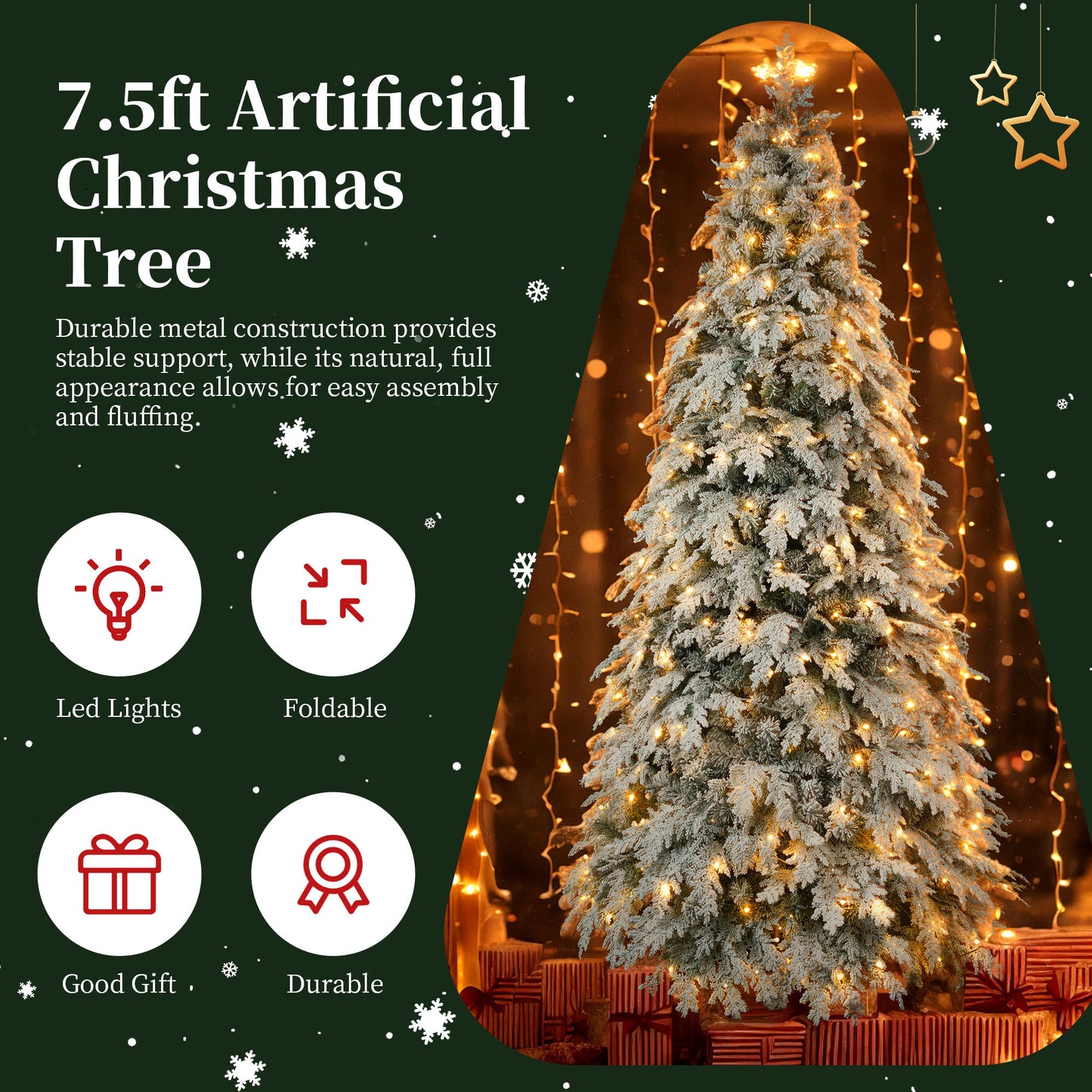 7.5ft Artificial Christmas Tree with 400 LED Lights and 1200 Bendable Branches, Christmas Tree Holiday Decoration, Creative Decorated Trees, Xmas Tree Christmas Decorations 0e7rxg-c0