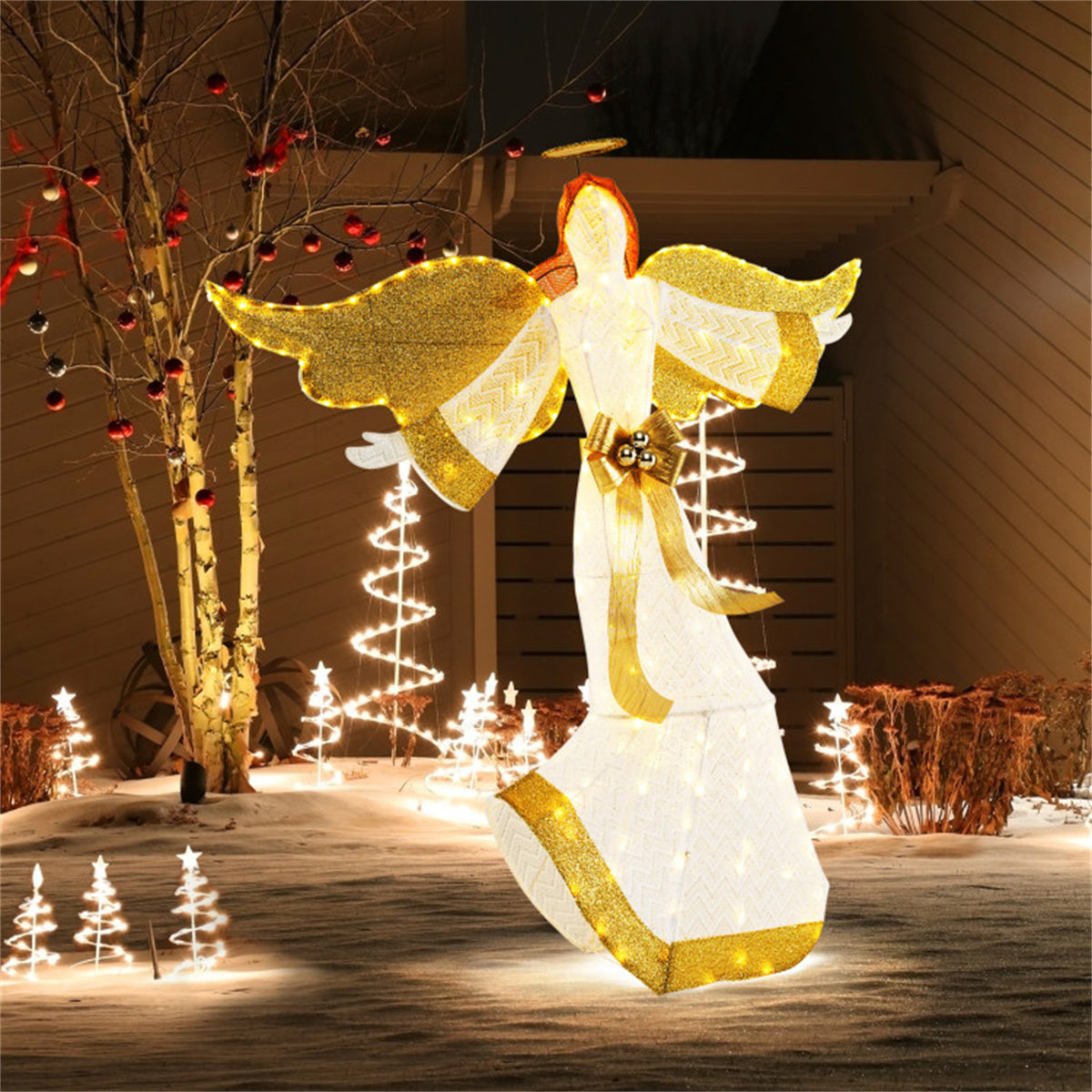 5.2 ft Christmas Pre-Lit Angel with Halo, Christmas Decorations 0e7rxg-c0