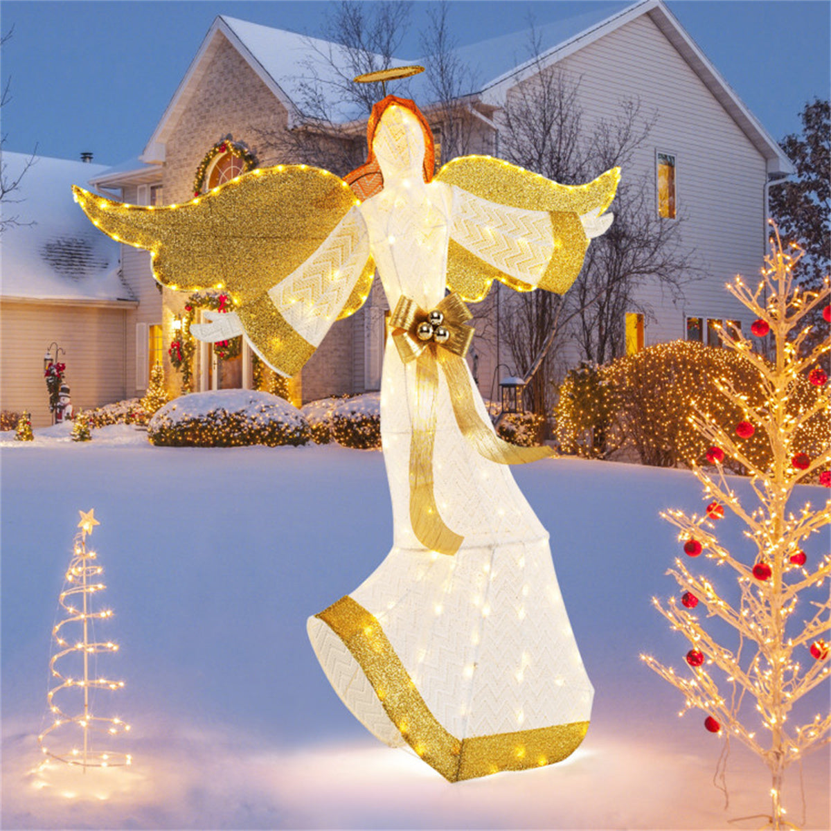 5.2 ft Christmas Pre-Lit Angel with Halo, Christmas Decorations 0e7rxg-c0