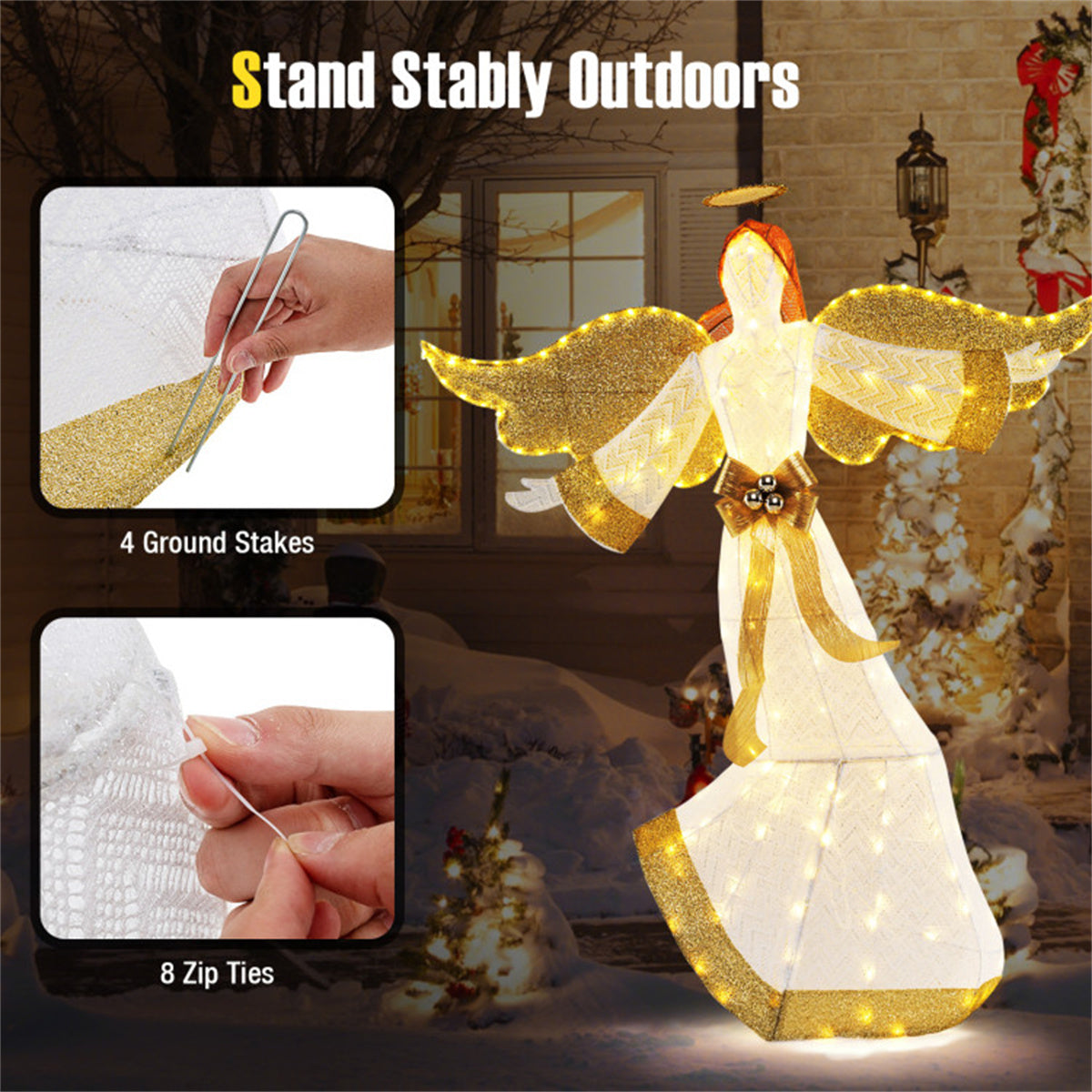 5.2 ft Christmas Pre-Lit Angel with Halo, Christmas Decorations 0e7rxg-c0