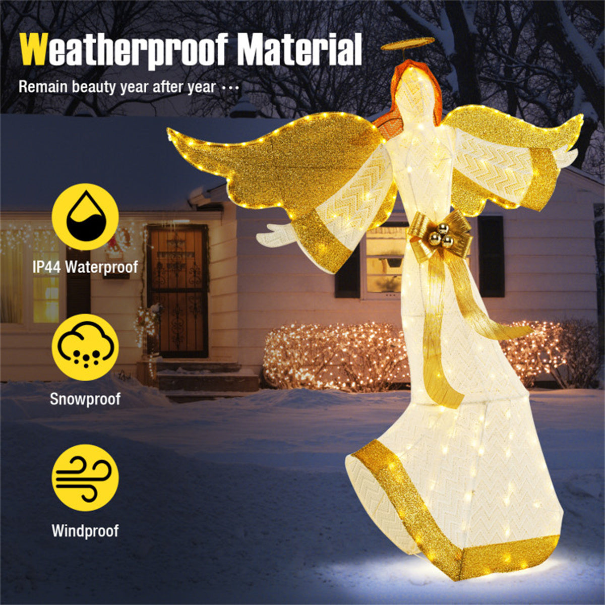 5.2 ft Christmas Pre-Lit Angel with Halo, Christmas Decorations 0e7rxg-c0