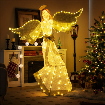 5.2 ft Christmas Pre-Lit Angel with Halo, Christmas Decorations 0e7rxg-c0