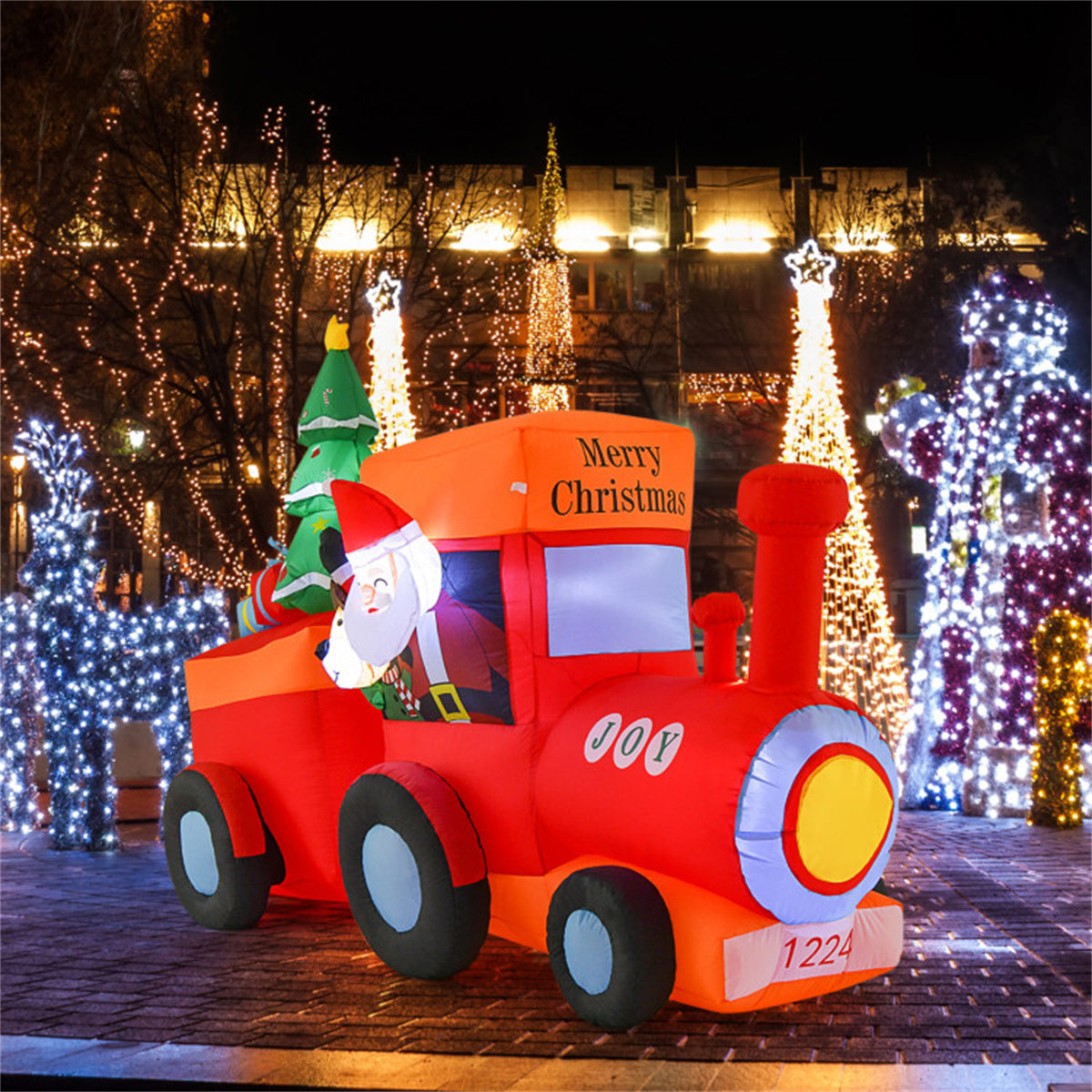 8.6 feet Christmas inflatable train Christmas decorations 0e7rxg-c0