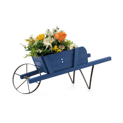 2 In 1 Wheelbarrow Planter，Wooden Wagon Planter with 9 Magnetic Accessories for Garden Yard 0e7rxg-c0