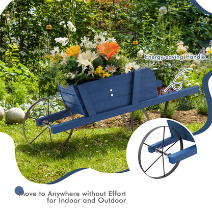 2 In 1 Wheelbarrow Planter，Wooden Wagon Planter with 9 Magnetic Accessories for Garden Yard 0e7rxg-c0