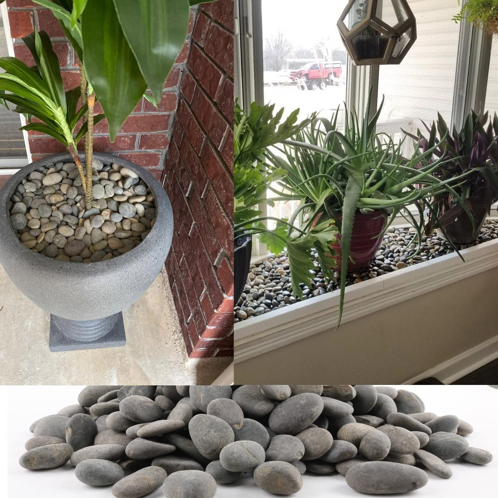 18 LB Mexican Beach Pebbles, 1-2 Inch Decorative River Rocks for Landscaping Garden Paving Plant Rocks Crafting Walkways Backyard, Decorative Stone and Natural Unpolished Bulk Rocks, Grey 0e7rxg-c0