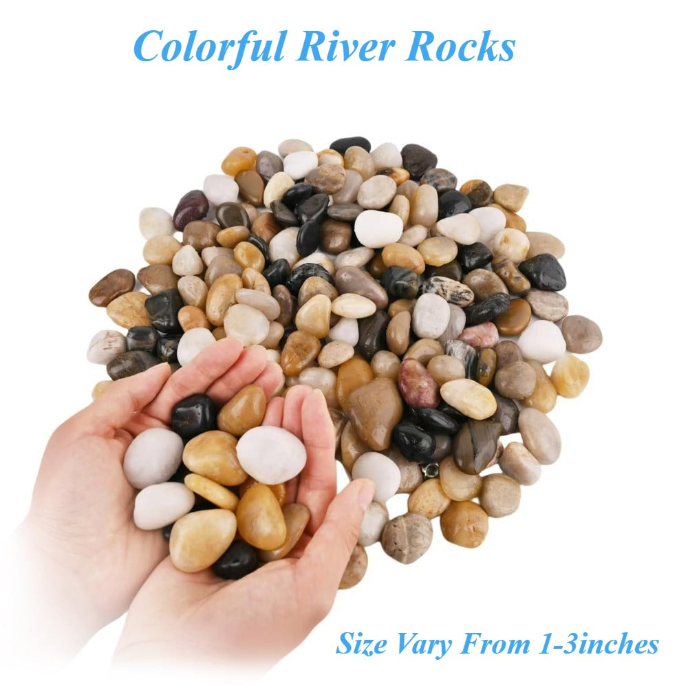 18 lbs Decorative Garden Stone Outdoor Landscaping, Walkways, Yard, 1-3 inch Large Polished River Rocks for Plants Pots, Vases, Crafts 0e7rxg-c0