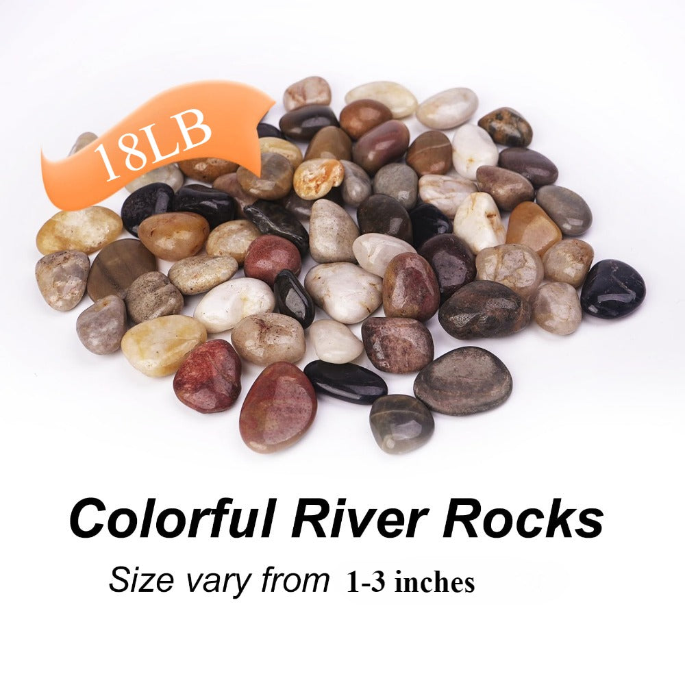 18 lbs Decorative Garden Stone Outdoor Landscaping, Walkways, Yard, 1-3 inch Large Polished River Rocks for Plants Pots, Vases, Crafts 0e7rxg-c0