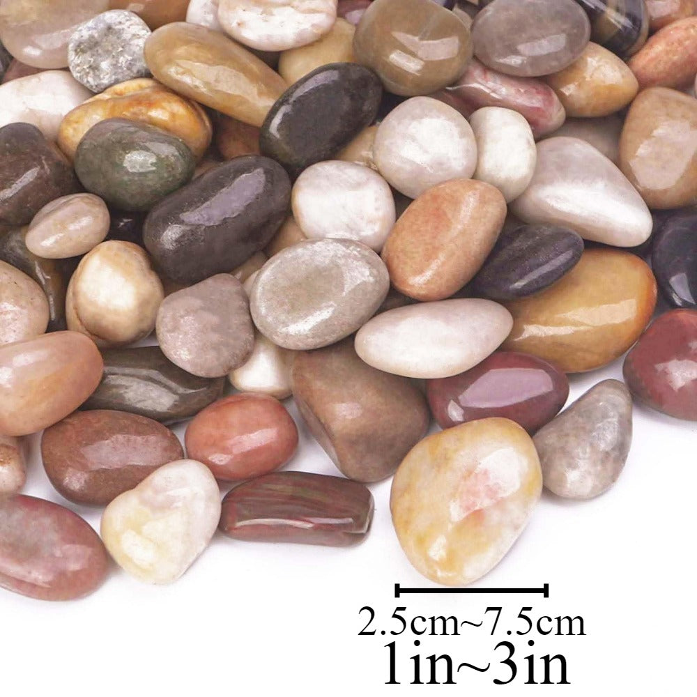 18 lbs Decorative Garden Stone Outdoor Landscaping, Walkways, Yard, 1-3 inch Large Polished River Rocks for Plants Pots, Vases, Crafts 0e7rxg-c0