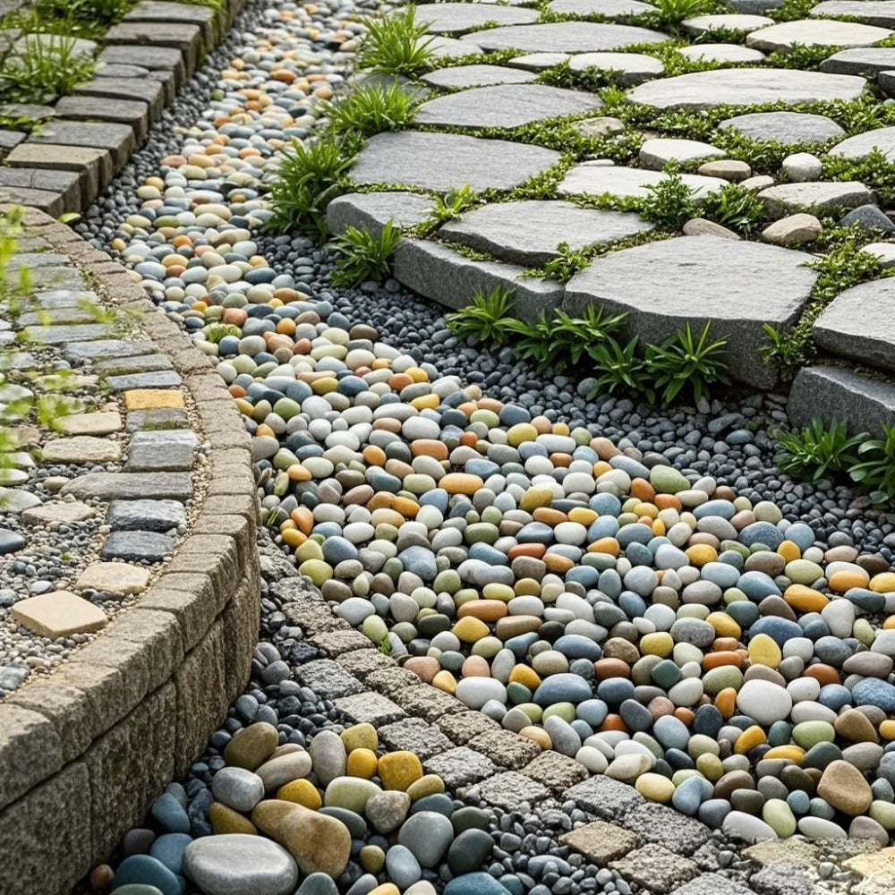 18 lbs Decorative Garden Stone Outdoor Landscaping, Walkways, Yard, 1-3 inch Large Polished River Rocks for Plants Pots, Vases, Crafts 0e7rxg-c0