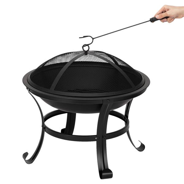 22" Curved Feet Iron Brazier Wood Burning Fire Pit Decoration for Backyard Poolside 0e7rxg-c0