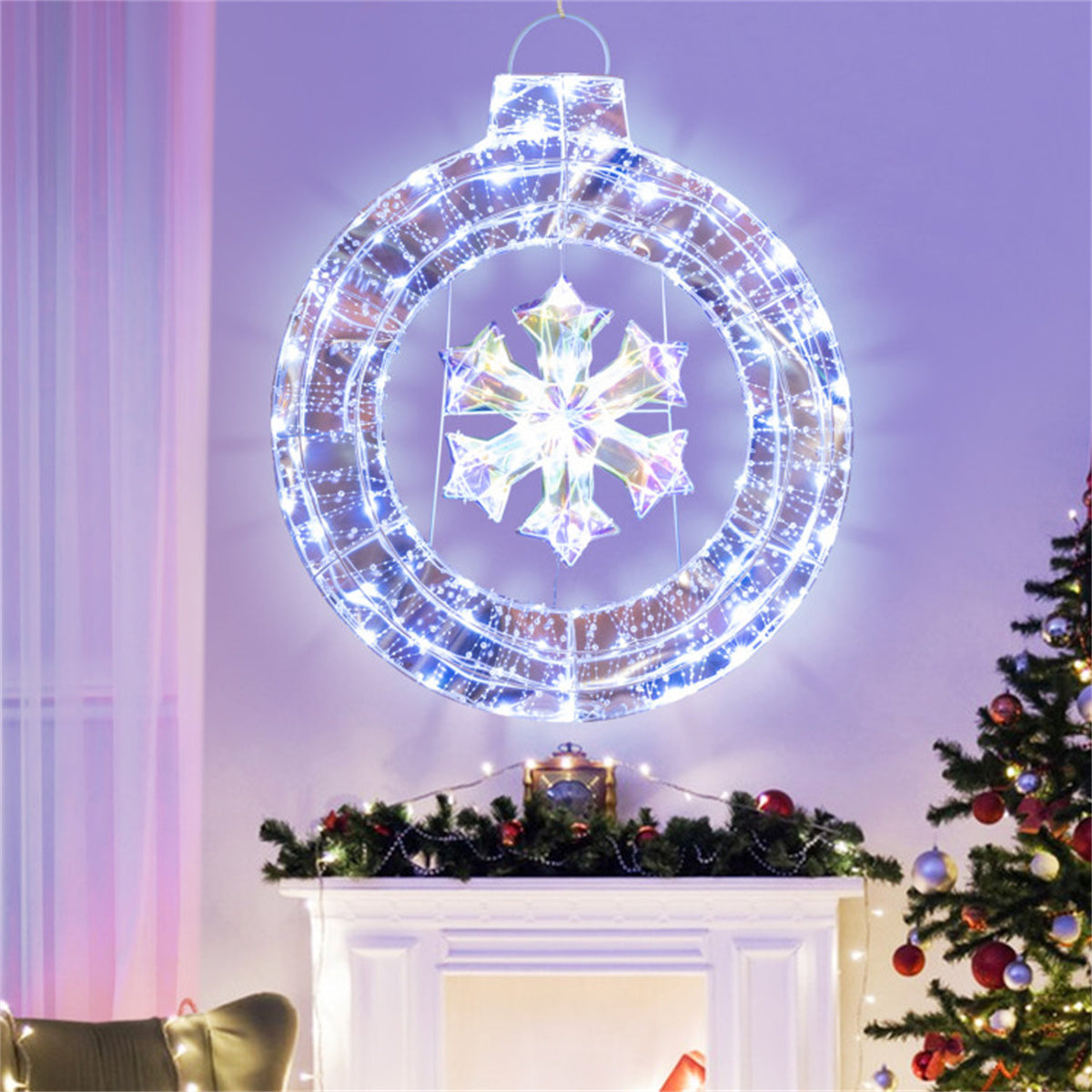 33 Inch Lighted Snowflake Wreath Christmas Decoration - Decoration - Quality Life