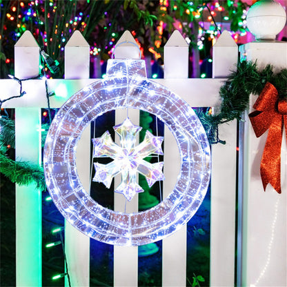 33 Inch Lighted Snowflake Wreath Christmas Decoration - Decoration - Quality Life