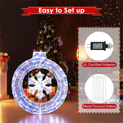 33 Inch Lighted Snowflake Wreath Christmas Decoration - Decoration - Quality Life