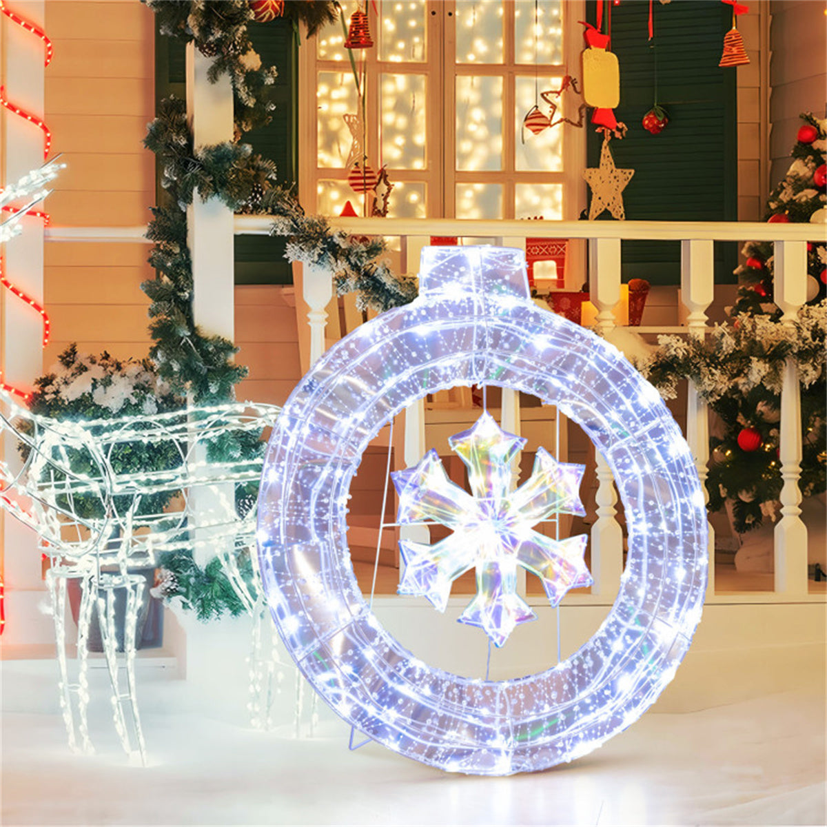 33 Inch Lighted Snowflake Wreath Christmas Decoration - Decoration - Quality Life